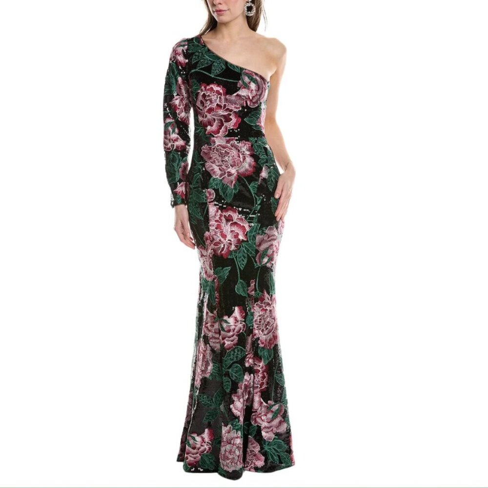 MARCHESA NOTTE One Shoulder Long Sleeved Gown NWT sz4